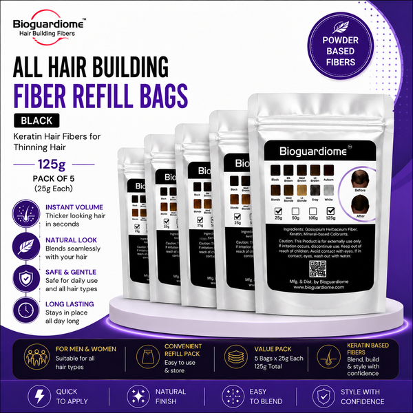 Bioguardiome All Hair Building Fiber Refill Bags in Black 5 packs
