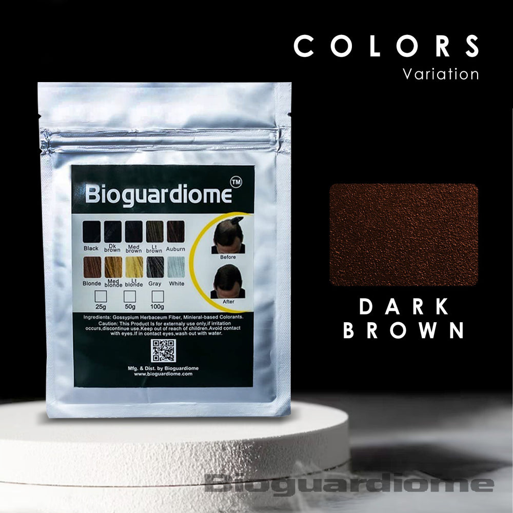 Bioguardiome Keratin Hair Building Fibers Refill Bag – Dark Brown, 25g | Hair Thickening Fibers for Thin Hair